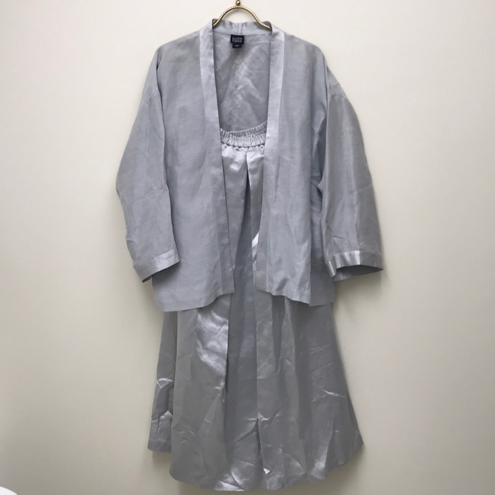 Eileen Fisher Silk shawl Blazer and silk skirt set